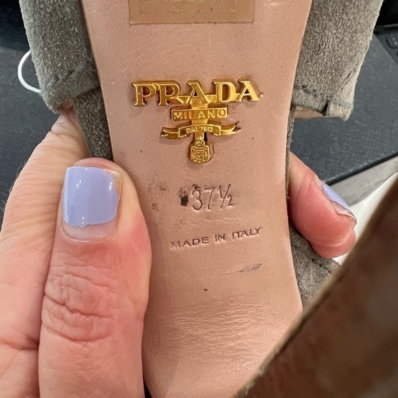 PRADA CALCUTURA GREY SUEDE PLATFORM SLINGBACK SIZE EU 37.5 US 7.5 - Picture 8 of 13